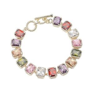 14KGP Multicolor Gemstone Bracelet Toggle Closure